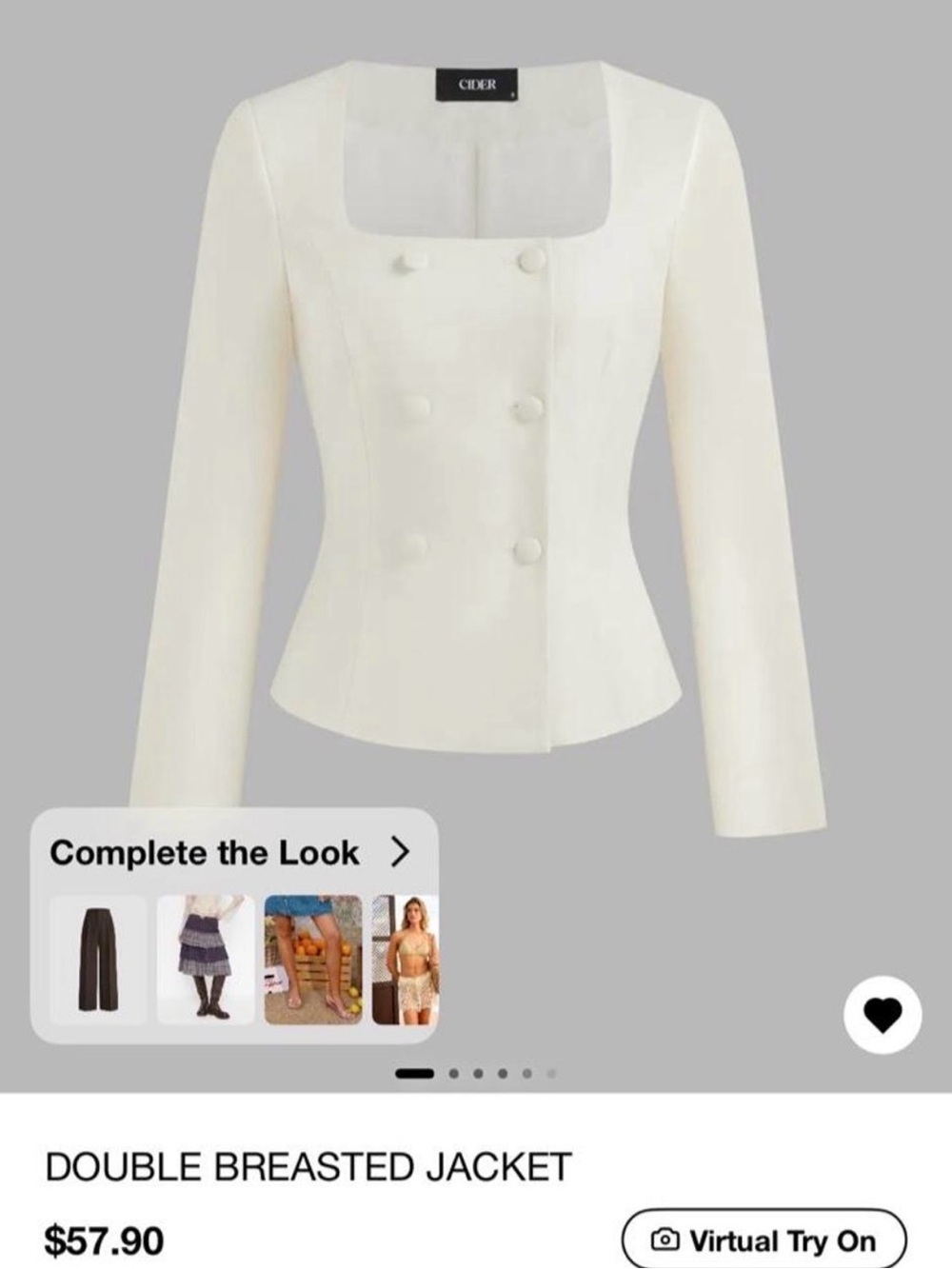 Brand New Cider Double-Breasted Ivory Blazer with Square Neckline #NeverWorn
